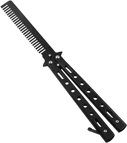 Peine de Barba Plegable Peine de pelo de Acero Inoxidable Peine de pelo Peine de Bolsillo Peine de Entrenamiento Práctico  