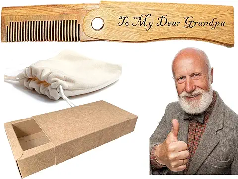 Peine de Madera de Barba de Bigote de Bolsillo Plegable con Grabado Láser Personalizado, Peine de Madera de Sándalo Plegable Personalizado  