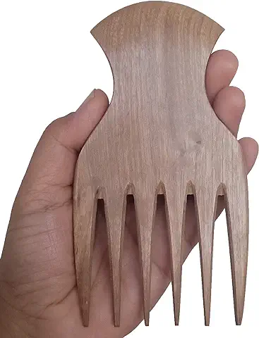Peine de Madera Natural de Plai Na, gran Diente Ancho de Madera afro púa Hecha a mano para Cabello Grueso Húmedo y Rizado para Hombres y Mujeres  