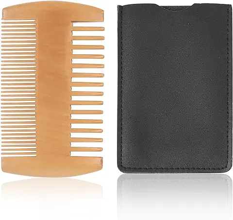 Peine para Barba Hombre, Peine para Barba de Madera Doble Cara, Antiestático Peine de Madera Natural para el Cuidado y Mantenimiento de la Barba  