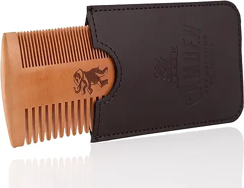 Peine para Barba Ultraligero de Madera de Peral de Camden Barbershop Company ● Estuche Incluido ● para el Cuidado Diario de la Barba ●  