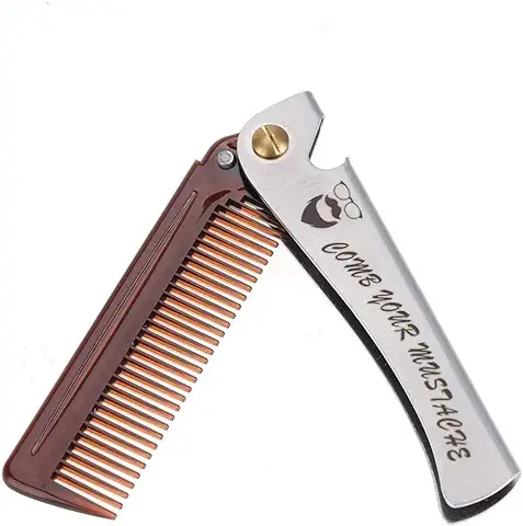 Peine para el pelo y la Barba de Acero Inoxidable Peine para Hacer Bigote Peine para Barba, Peine para Barba  