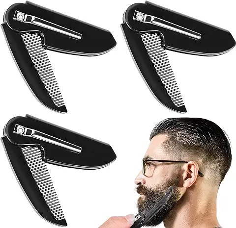 Peine Plegable para Barba, Peine de Bigote, Peine de Bolsillo Pequeño para Hombres, Peine de pelo liso para Hombre, Peine Alisador de Barba Profundo y Bigote para Hombres  