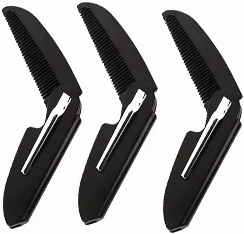 Peines Plegables para Barba de Bolsillo de Plástico, Peines Plegables para el Cabello, Bigote, Peines para Hombres, Caballeros, Cabras (negro)  