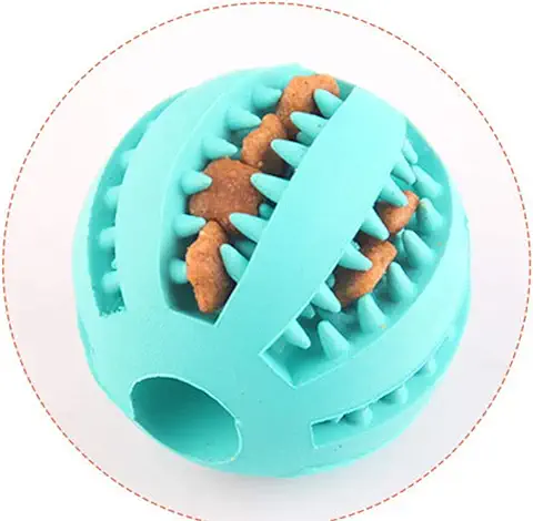 Pelota de Juguete Molar para Mascotas Bola de Goma para Perro Molar Pelota de Juguete Molar Bola para Molar Morder Dientes Limpios Fugas de Comida Perro Molar Masticar Bally (7 cm, Azul Cian)  