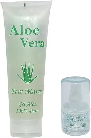 Pere Marve - Juego de Viaje 100 % Hidratante con gel de aloe vera en tubo de 250 ml + Dosificador con Relleno de 30 ml para Equipaje de mano  