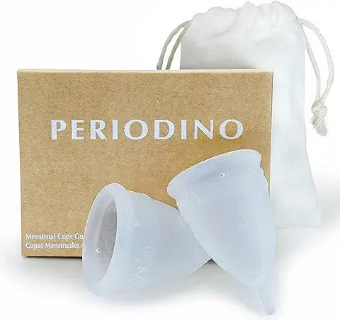 Periodino Pack de Copas Menstruales Small - Large. Alternativa a Bragas Menstruales. Más sano que Tampones y Compresas. Funciona con Cualquier Esterilizador copa Menstrual. No hace Falta Aplicador.  