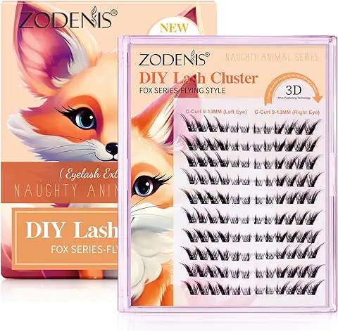 Pestañas Postizas Kit DIY de Extensión Pestañas Individuales Serie Fox Pestañas de Ojos Estilo Volador Pestañas en Racimo de Mirada Natural C Curl Pestañas Postizas Wispy 120PCS 9-13mm Mixtas  