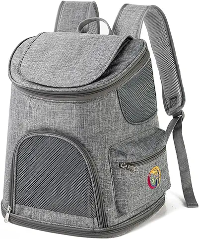 PETCUTE Mochilas para Perros Gatos,Transpirable Suave Bolsa de Transporte para Mascotas Hasta 8 Kg,Colchón Suave,Plegable Mochila Transportín Gato con Correa De Seguridad Interior para Viajar  