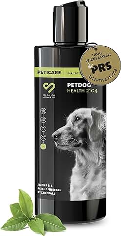 Peticare Perro Champu Contra Picor Fuerte, Anti-Pulgas y Anti-Acaros - Tratamiento para Parasitos y Repelente, Shampoo, Ingredientes Eficaces - PetDog Health 2104  