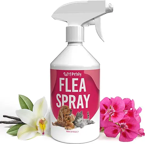 Petsly Spray Antipulgas para Perros y Gatos con Aceites Naturales Repelentes, 500ml - Antiparasitario Contra Pulgas, Ácaros, Garrapatas - Alternativa a Collar Antiparasitario Perros y Pipetas  