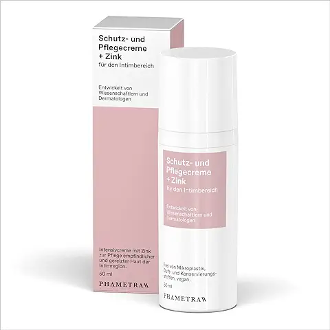 Phametra + zinc Crema Protectora y de Cuidado para la zona íntima Externa | Crema Intensiva con zinc para Pieles íntimas Sensibles e Irritadas | sin Perfume | Vegana | sin Microplásticos | 50ml  