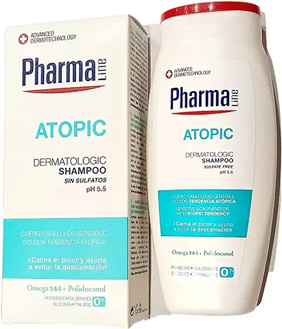 PHARMALINE Champú para Cuero Cabelludo Sensible y/o con Tendencia Atópica 250ml - Champú sin Siliconas, Parabenos ni Sulfatos.  