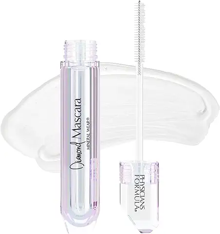 Physicians Formula, Máscara de Pestañas Mineral Wear Diamond,Transparente, para Cejas y Pestañas, con Polvo de Diamante Brillante, Péptidos, Agua Mineral y Vitamina E Nutritiva, Diamante Transparente  