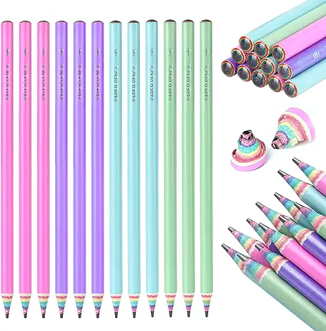 PIQIUQIU 12 Lápices de arco iris HB para Dibujo y Escritura, Papel Reciclable, para la Escuela y la Oficina  