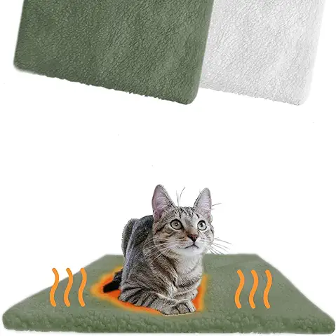 PiuPet® Manta Térmica Gato I 60x45cm I Autocalentado I Sin Electricidad y Baterías I Manta Gatos I Cojín de Calor I Innovador e Ecológico I Manta Termica I Verde  
