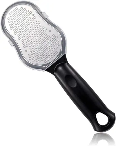 PLABBDPL 1 Pcs Archivo de Pie - Lima de Callos Embellecedora de Piel Muerta dura y Cuarteada - Exfoliante de Pies Doble Superficie Abrasiva - Eliminador de Callos - Acero Inox - Negro  