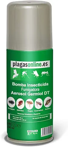 PLAGAS ONLINE Bomba Insecticida Fumigadora 100ml Anti Chinches, Ácaros, Pulgas, Cucarachas…  