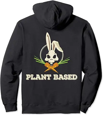 Plant Based Skull Cráneo Conejo Vegano Vegetariano Regalo Sudadera con Capucha  