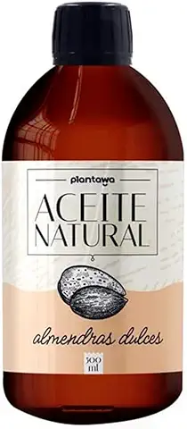PLANTAWA Aceite de Almendras Dulces, 500ml, Múltiples Usos, Hidrata Cuerpo, Piel, Uñas, Cabello,Aporta Vitamina E, Prensado en Frío, Marrón, 500 Mililitros  