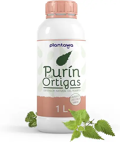 PLANTAWA Purin de Ortigas, 100% Natural, para Mosca Blanca, Cochinilla, Pulgón, Hongos, Mildiu, Estimula Mecanismos de Defensa Plantas, Eco, Prensado en Frio, 1l  