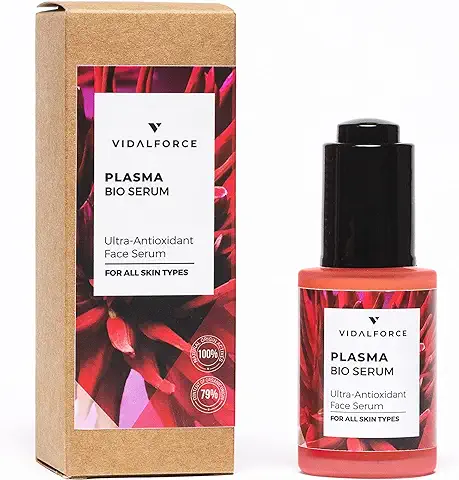 PLASMA. 4% Serum Retinol Natural(Bakuchiol) 5% Serum Vitamina C Pura, 5% Serum Acido Hialuronico, 15% Serum Niacinamida (Vitamina B3), 10% Astaxantina y 24 Activos Naturales. Serum Facial Día/Noche  