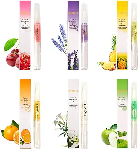 Pluma de Nutrición de Uñas 6PCS Juego de Bolígrafos de Aceite para Cutículas de Uñas Aceite de Nutrición de Uñas Cuidado de Uñas para Reparar la Cutícula Agrietada y Seca(Mezclar Sabores)  