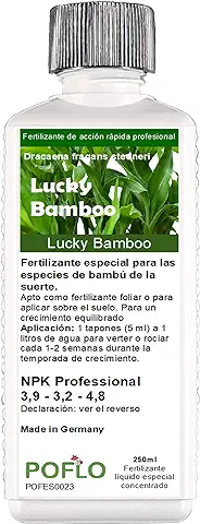 POFLO Lucky Bamboo Fertilizante para Bambú de la Suerte, Línea Profesional de Abono Completo de ALTA TECNOLOGÍA NPK para el Bambú Dracaena Sanderiana (250ml)  