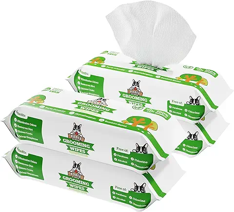 Pogi's Grooming Wipes - Toallitas Húmedas - 400 Toallitas Desodorantes para Perros - Aroma de té Verde, Naturales, Extra Grandes, Biodegradables  