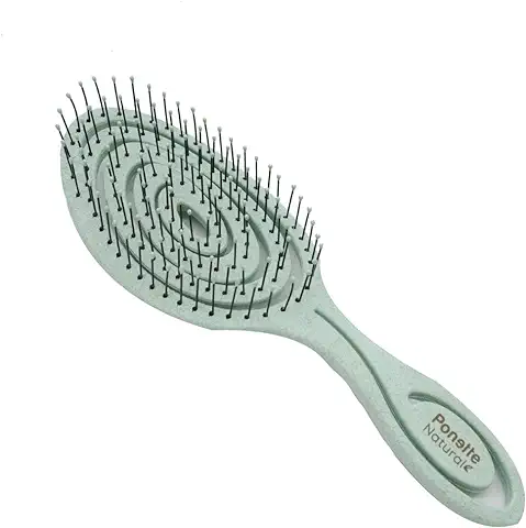 PONETTE NATURAL - Cepillo de Pelo ECO Masajeador Ecológico Desenredante Antitirones de Color Verde, Fabricado con Fibra Natural de Trigo, 100% Reciclable, Marca Española  