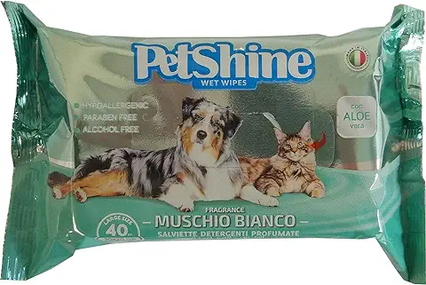 PORRINI Toallitas Higiene para Perro y Gato, Musgo Blanco Aloe  