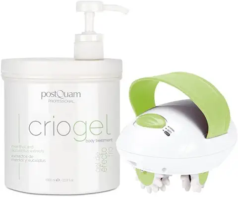 PostQuam - Pack Tratamiento Anticelulitico | Incluye Masajeador Anticelulitico Electrico + Crema Anticelulitica Reductora Reafirmante y con Efecto Frio Piernas Cansadas 1000 ml  