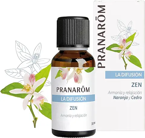 PRANARÔM - Difusión - Zen - Aceites Eseciales 100% Puros, Naturales y Bio - Mezcla Que Favorece la Relajación y la Tranquilidad - Cítricos Calmantes y Cedro Mistico - Difusión Atmosférica - 30ml.  