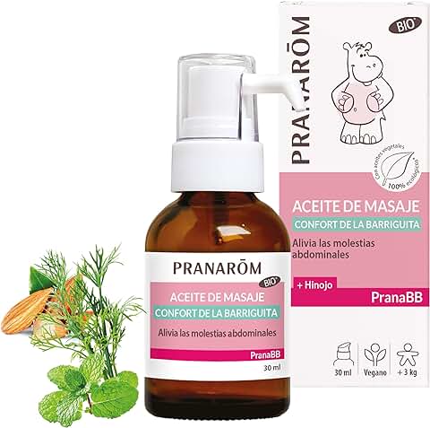 PRANARÔM - PranaBB - Aceite de Masaje Confort de la Barriguita - Hinojo - Alivia las Molestias Abdominales, Digestión y Salud Intestinal - 30m.l  