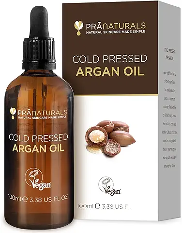 PraNaturals Aceite de Argán Marroquí 100% Puro y Natural para Cara y Cuerpo - Rico en Vitamina E para una Piel, Cabello y Uñas Saludables - Sin Parabenos o SLS – Vegano y Libre de Crueldad  