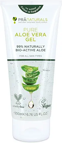Pranaturals gel de aloe vera 200ml, gel Nutritivo Calmante e Hidratante, Hidrata la piel Dañada, se Absorbe Fácilmente, no Graso y no Graso (Pack de 1)  