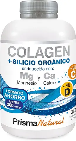 Prisma Natural - Colágeno Hidrolizado con Magnesio y Vitamina C y D, Con Silicio y Calcio. Para Articulaciones fuertes. Regenerador de Piel, Cabello y Uñas, 360 Cápsulas.