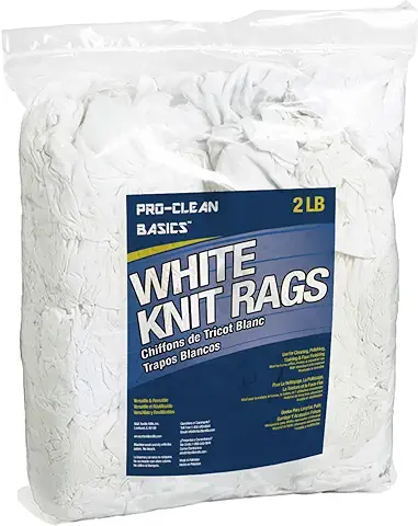 Pro-Clean Basics Trapos de Tela de Camiseta Reciclada Blanca: 2 Libras. Bolsa  