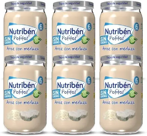 PRODUCTO DONACION - Nutribén Potitos Suprema de Merluza con Arroz, Desde los 6 Meses, Pack 6 x 235 gr  