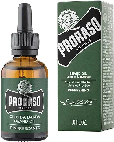 Proraso Aceite Barba, Tónico Facial Refrescante, 30 ml, Aceite para el Cuidado de la Barba con Aroma a Eucalipto, Bergamota y Romero, Regalo Hombre  