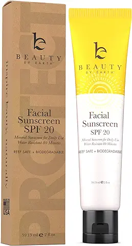 Protector Solar Facial SPF 20-La Mejor Crema Protectora Mineral de Uso Diario; Resistente al Agua Ingredientes de Origen Orgánico y Natural para Pieles Grasas Secas y Sensible-Locion Hidratante Facial