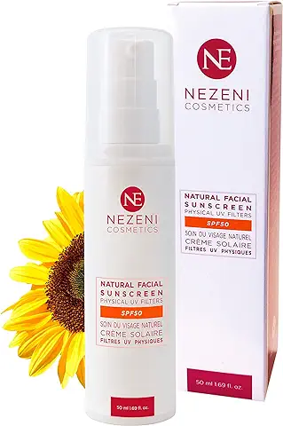 Protector Solar FLUIDO SPF50 Filtros FISICOS Minerales 100% Naturales Rápida Absorción SIN CONSERVANTES Todo Tipo Pieles, Sensibles, Acnéicas, Bebés y Niños - NEZENI COSMETICS  