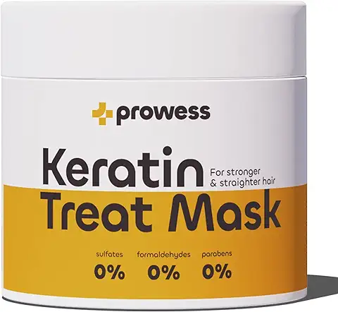 Prowess Mascarilla Pelo con Keratina para Alisar el Cabello, 250ml - Tratamiento Keratina Cabello Dañado o Encrespado - Mascarilla Keratina Pelo con Aceite Argán y Aceite de Ricino