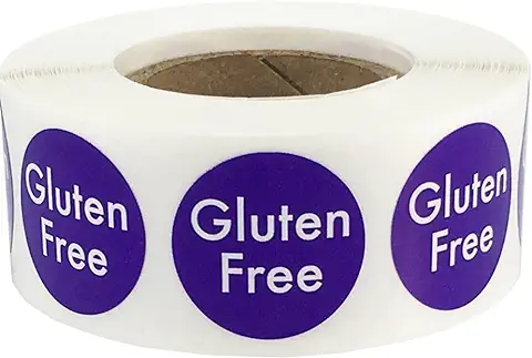 Púrpuras Gluten Free Sin Gluten Alergia a los Alimentos Estilo de Vida Pegatinas Circulares, 19 mm 3/4 Pulgadas Etiquetas de Seguridad 500 Paquete  