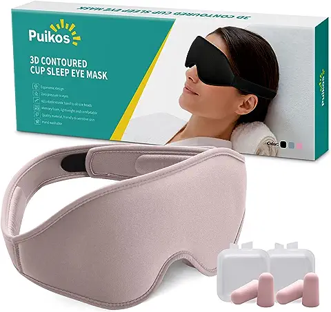 Puikos 3D Antifaz para Dormir, Cubre ojos para Dormir, Cómodo, Ajustable, Contorneado, Opaco, Ponderado, Protector de Extensión de Pestañas, Antifaz para Dormir, para Viajes, Yoga, Siesta (rosado)  