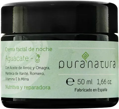 Puranatura, Crema Facial de Noche Hidratande Anti-Edad. Crema órganica Regeneradora para Cara. Crema Reparadora Vegana. Crema Facial Ecológica para Noche. Hidratante Natural  