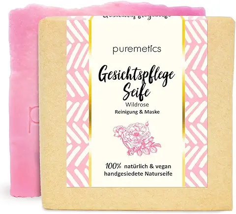 Puremetics Zero Waste - Jabón para el Cuidado Facial, 100 % Natural, Vegano y sin Plástico, Jabón Natural para piel Sensible y seca  