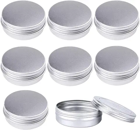 Pveath 2 Onzas. Contenedor Redondo de Aluminio para Bálsamo Labial, Paquete de 25 Latas de Botella con Tapa de Rosca para Guardar Especias, Dulces, té o Regalos  