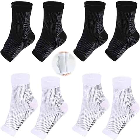 QAZRFVPXF Medias PresióN Pies Profesionales Medias CompresióN Calcetines de CompresióN para Hombres y Mujeres Calcetines de CompresióN para Deportes Fitness Artritis Pain Relief Tobillo L 4 Pares  