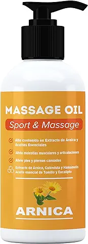 QKnatur - ARNICA - Aceite para Masaje con Extracto de Arnica, Calendula y Hamamelis - Efecto Relajante para todo tipo de Dolores Musculares, Espalda, Hombro, Pies, Rodilla, Contracturas (500 ml)  